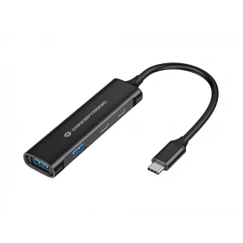 Conceptronic HUBBIES Διανομέας USB 3.0 4 θυρών, 2 θύρες USB-C και 2 θύρες USB-A, θήκη αλουμινίου, βύσμα USB-C αρσενικό
