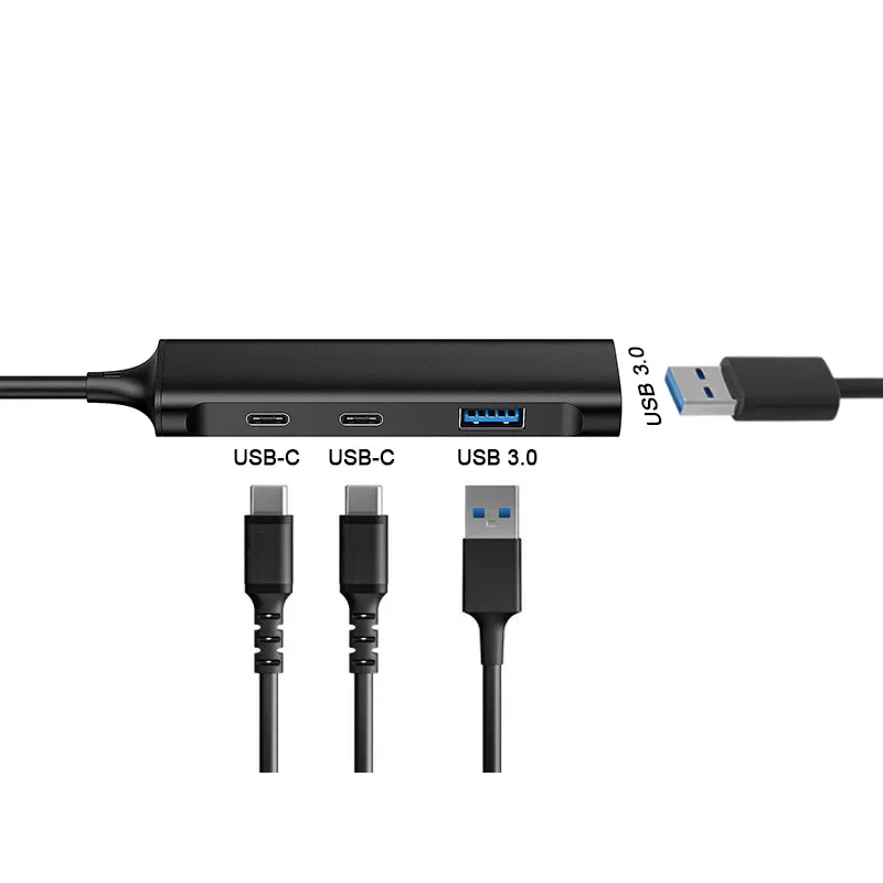 Conceptronic HUBBIES Διανομέας USB 3.0 4 θυρών, 2 θύρες USB-C και 2 θύρες USB-A, θήκη αλουμινίου, βύσμα USB-C αρσενικό