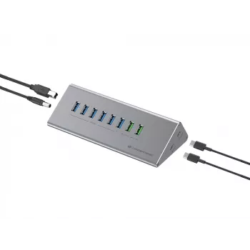 Conceptronic HUBBIES18G Συνδυασμός διανομέα-φορτιστή USB 3.0 10 σε 1 60W, καλώδιο USB-C-USB-A 2 σε 1, USB 3.2 Gen 1