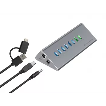 Conceptronic HUBBIES18G Συνδυασμός διανομέα-φορτιστή USB 3.0 10 σε 1 60W, καλώδιο USB-C-USB-A 2 σε 1, USB 3.2 Gen 1