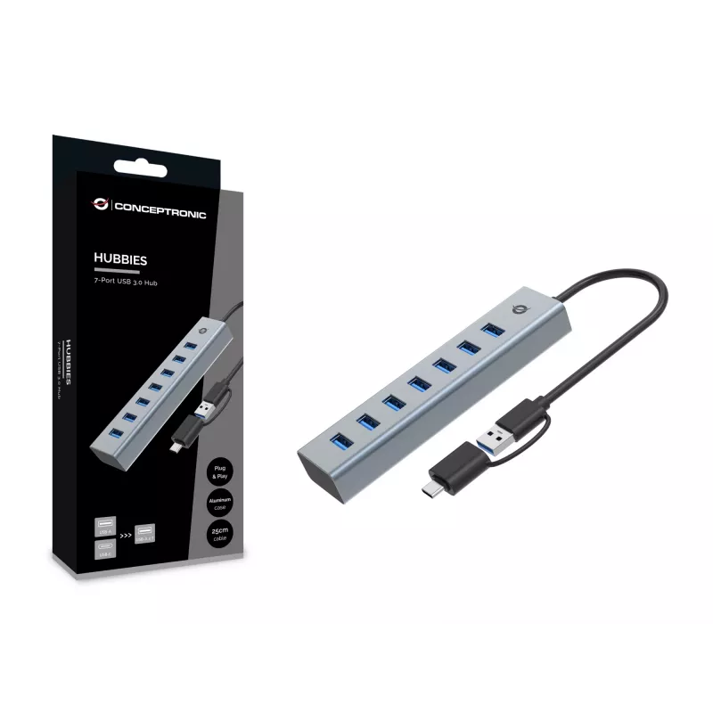 Conceptronic HUBBIES21G Διανομέας USB 3.0 7 θυρών, 5 Gbit/s, USB-A x 7