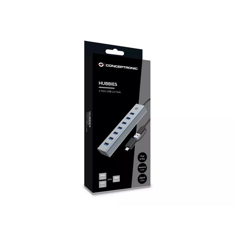 Conceptronic HUBBIES21G Διανομέας USB 3.0 7 θυρών, 5 Gbit/s, USB-A x 7