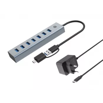 Conceptronic HUBBIES21GP Διανομέας USB 3.0 7 θυρών με τροφοδοτικό, 5 Gbit/s, USB-A x 7