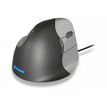 BakkerElkhuizen Evoluent 4, για δεξιόχειρες, κάθετο σχεδιασμό, Laser, 2600 DPI, μαύρο, γκρι, ασημί
