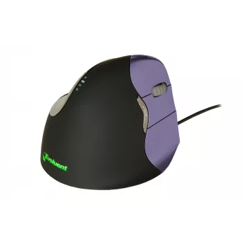 BakkerElkhuizen Evoluent 4 Small, για δεξιόχειρες, κάθετο σχεδιασμό, Laser, USB Type-A, 2600 DPI, μαύρο, μωβ