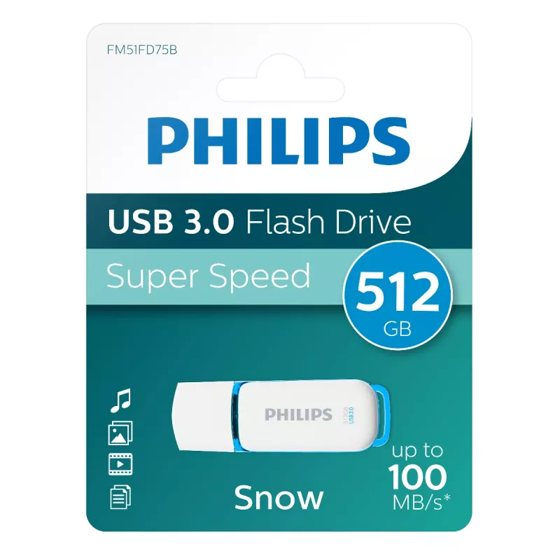 USB flash drive Philips FM51FD75B 512 GB, USB Type-A, USB 3.2 Gen 1 (3.1 Gen 1), λευκό