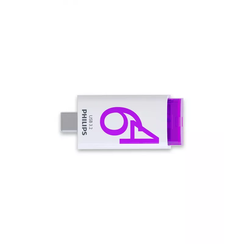 Philips Click USB-Flash-Laufwerk 64 GB USB Type-C 3.2 Gen 1 (3.1 Gen 1) Βιολετί, Λευκό