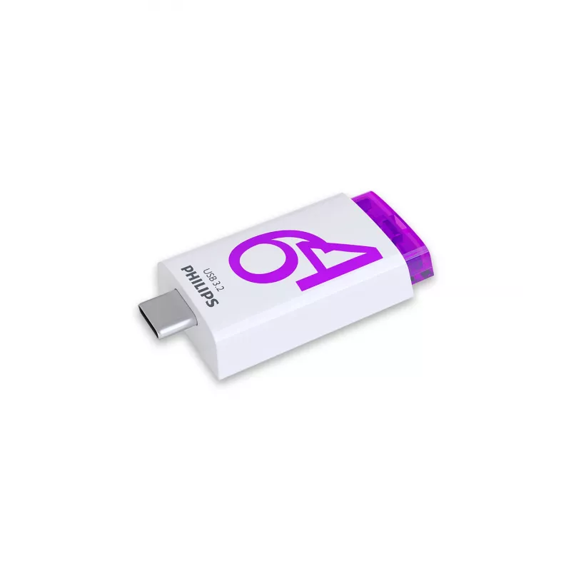Philips Click USB-Flash-Laufwerk 64 GB USB Type-C 3.2 Gen 1 (3.1 Gen 1) Βιολετί, Λευκό