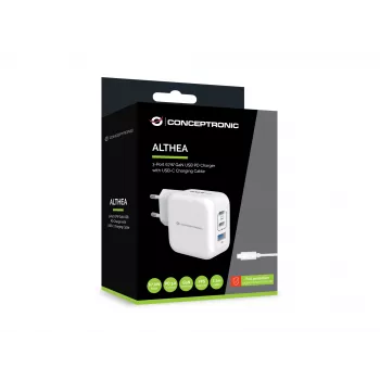 Φορτιστής Conceptronic 3-Port 67W GaN USB PD με καλώδιο φόρτισης USB-C, USB-C x 2, USB-A x 1, QC 3.0, PPS