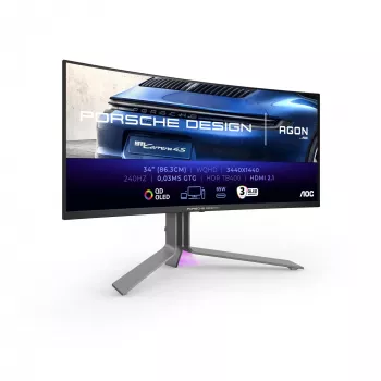 Οθόνη υπολογιστή AOC Porsche PD34 86,4 cm (34 inch) 3440 x 1440 Pixel Wide Quad HD QD-OLED Μαύρο