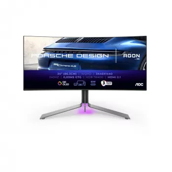 Οθόνη υπολογιστή AOC Porsche PD34 86,4 cm (34 inch) 3440 x 1440 Pixel Wide Quad HD QD-OLED Μαύρο
