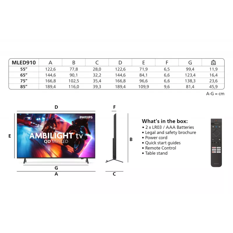 Philips Ambilight 85MLED910/12 65 ίντσες 4K Ultra HD QD-Mini LED τηλεόραση