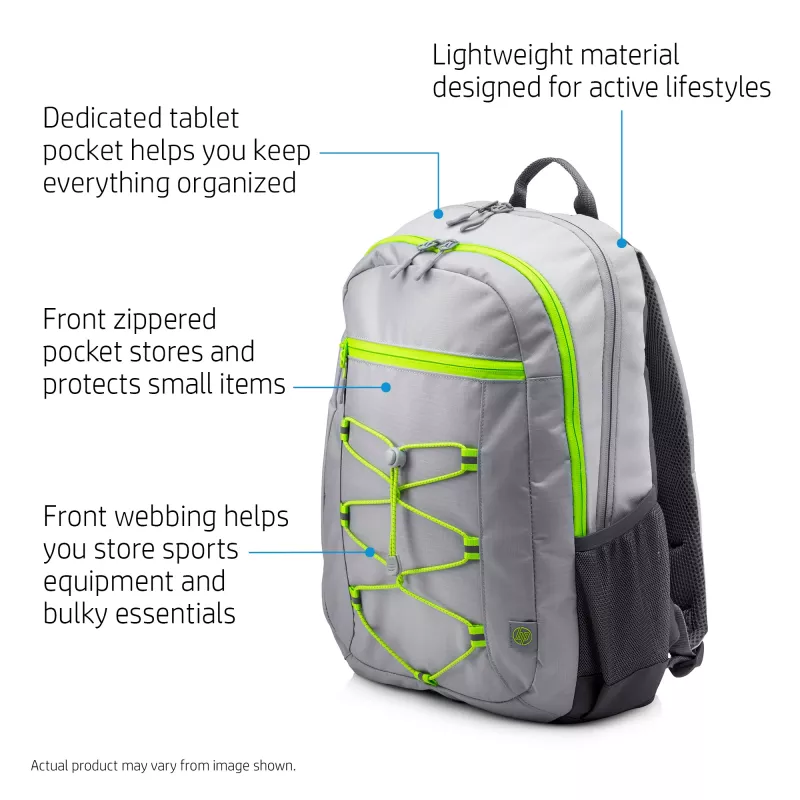 Σακίδιο HP 39,62 cm (15,6 ίντσες) Active Backpack Γκρι/Νεογκίτρινο