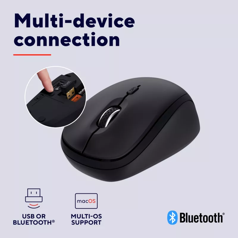 Trust Yvi+ ποντίκι universal αμφίχειρο RF Wireless + Bluetooth οπτικό 1600 DPI