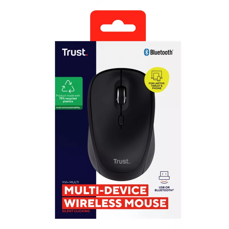 Trust Yvi+ ποντίκι universal αμφίχειρο RF Wireless + Bluetooth οπτικό 1600 DPI