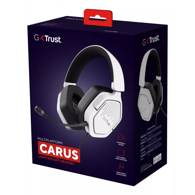 Trust GXT492W Carus headset ενσύρματο με κεφαλοταινία gaming λευκό