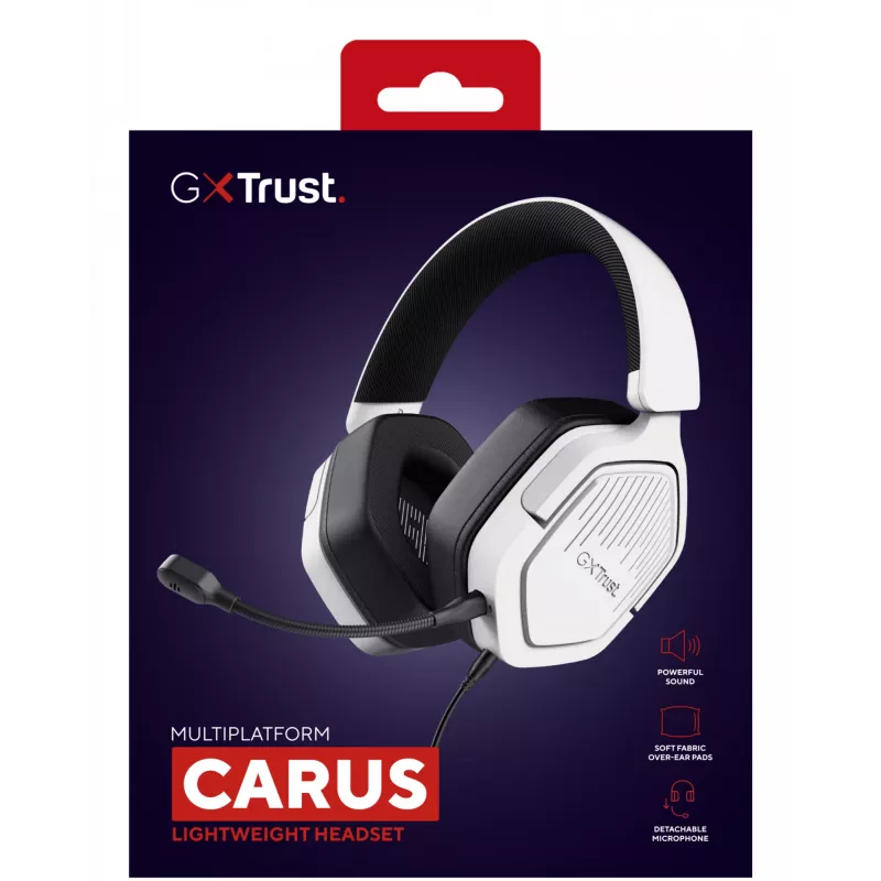 Trust GXT492W Carus headset ενσύρματο με κεφαλοταινία gaming λευκό