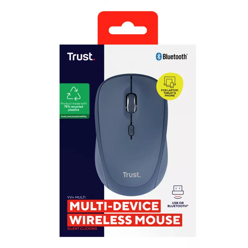 Trust Yvi+ ποντίκι universal αμφίχειρο RF Wireless + Bluetooth οπτικό 1600 DPI