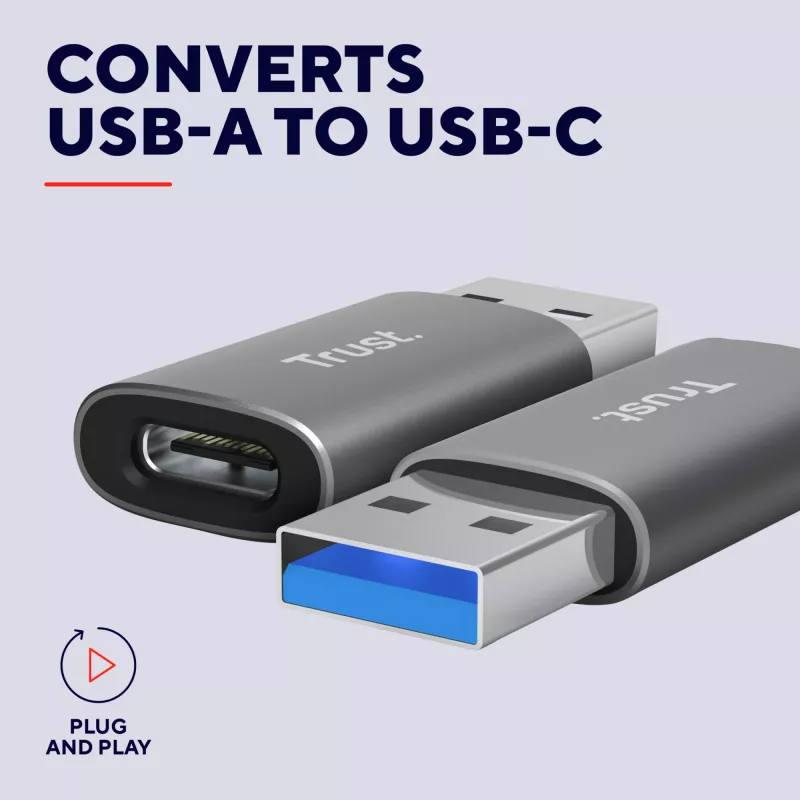 Trust Calyx USB Type-C USB Type-A γκρι θύρα 1 USB Type-C θύρα 2 USB Type-A