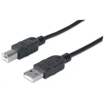 Καλώδιο Manhattan USB-A σε USB-B, 3 m, αρσενικό σε αρσενικό, 480 Mbit/s (USB 2.0), Hi-Speed USB, μαύρο, εφ' όρου ζωής εγγύηση, αντιστοιχεί σε USB2HAB3M.