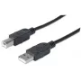 Καλώδιο Manhattan USB-A σε USB-B, 3 m, αρσενικό σε αρσενικό, 480 Mbit/s (USB 2.0), Hi-Speed USB, μαύρο, εφ' όρου ζωής εγγύηση, αντιστοιχεί σε USB2HAB3M.