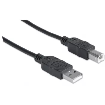 Καλώδιο Manhattan USB-A σε USB-B, 3 m, αρσενικό σε αρσενικό, 480 Mbit/s (USB 2.0), Hi-Speed USB, μαύρο, εφ' όρου ζωής εγγύηση, αντιστοιχεί σε USB2HAB3M.