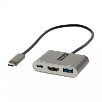 StarTech.com πολυθύρα προσαρμογέας USB-C, USB-C σε HDMI βίντεο 4K, 100W PD Pass-Through, USB 3.0 Hub 5 Gbit/s (1x Type-C/1x A), USB-C Mini-Dock, USB-C ταξιδιωτικό dock, φορητός σταθμός σύνδεσης laptop