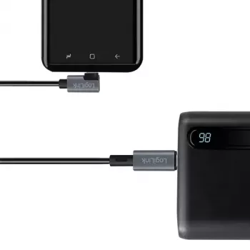 Καλώδιο USB LogiLink CU0182 USB 2.0 1m USB-C μαύρο ασημί