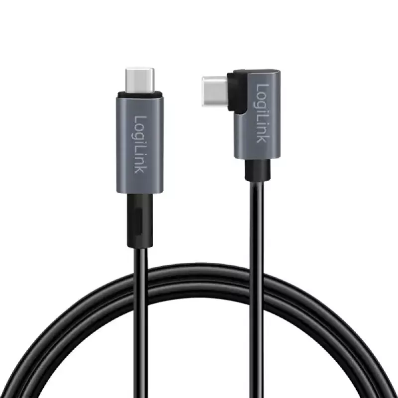 Καλώδιο USB LogiLink CU0182 USB 2.0 1m USB-C μαύρο ασημί
