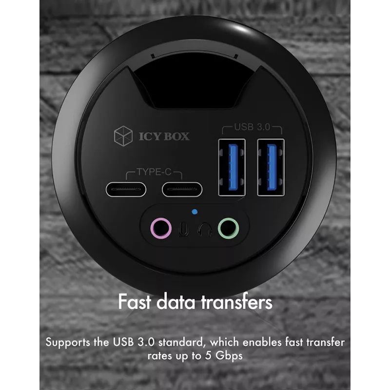 ICY BOX IB-HUB1403B Πρίζα ανθρακί