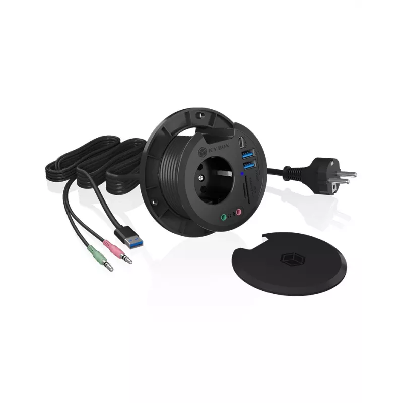 ICY BOX IB-HUB1430-CR πρίζα μαύρο