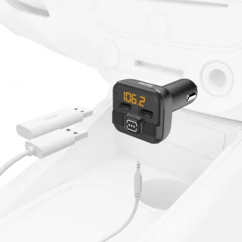 Hama 00014163 πομπός FM / φορτιστής, AUX-IN, USB-IN, μαύρο
