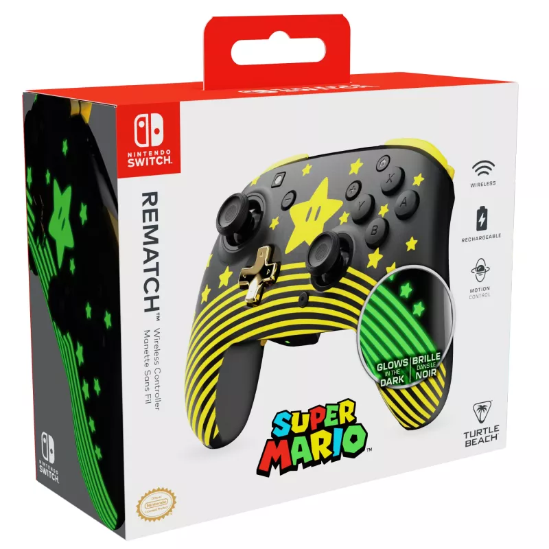 Ασύρματο χειριστήριο Turtle Beach Rematch TBC-8101-75 για Nintendo Switch, Super Mario Star, μαύρο/κίτρινο