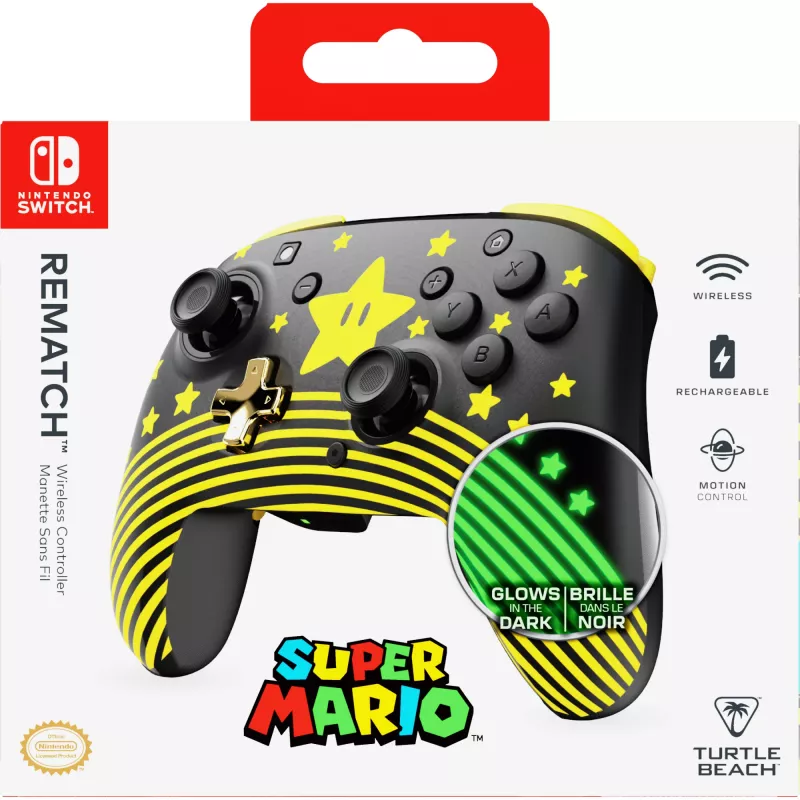 Ασύρματο χειριστήριο Turtle Beach Rematch TBC-8101-75 για Nintendo Switch, Super Mario Star, μαύρο/κίτρινο