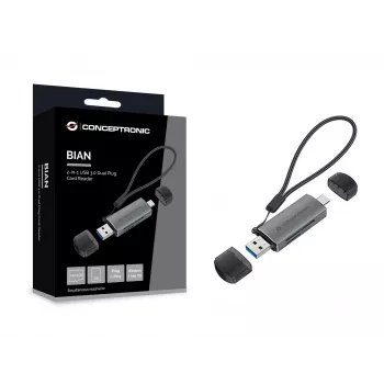 Αναγνώστης Καρτών Conceptronic BIAN05G 2-in-1 USB 3.0 Dual Plug, SD/MicroSD 3.0, UHS-I