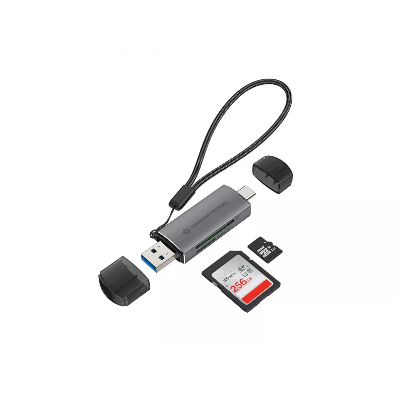 Αναγνώστης Καρτών Conceptronic BIAN05G 2-in-1 USB 3.0 Dual Plug, SD/MicroSD 3.0, UHS-I