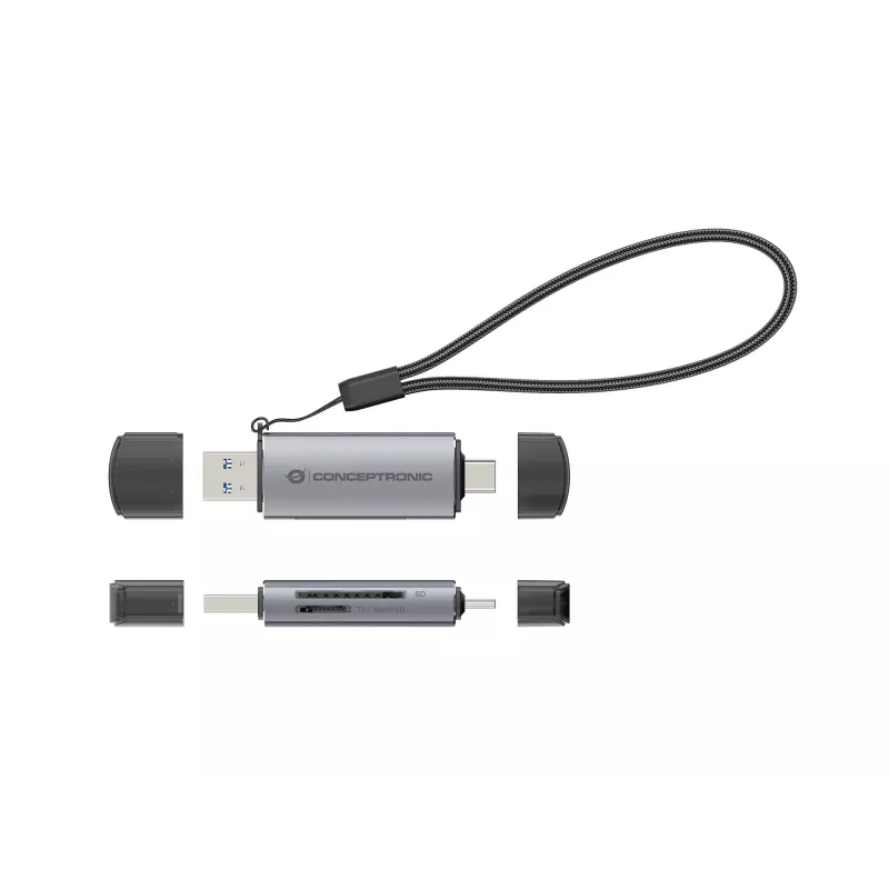 Αναγνώστης Καρτών Conceptronic BIAN05G 2-in-1 USB 3.0 Dual Plug, SD/MicroSD 3.0, UHS-I