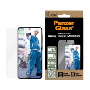 Σκληρυμένο γυαλί προστασίας οθόνης PanzerGlass για Samsung Galaxy S24 FE / A36 / A56 — Πλήρης προστασία, ανθεκτικό σε γρατσουνιές και κτυπήματα