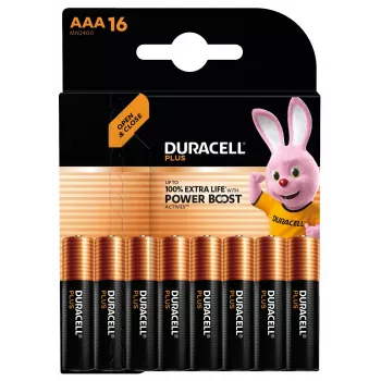 Αλκαλική μπαταρία μίας χρήσης Duracell Plus AAA — 48 x 11 x 10 mm, βάρος συσκευασίας 160 g