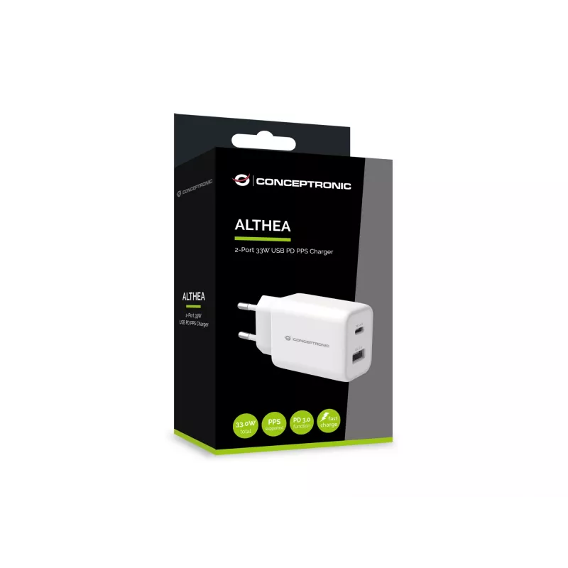 Conceptronic ALTHEA 2-Port 33W USB PD PPS φορτιστής, QC 3.0