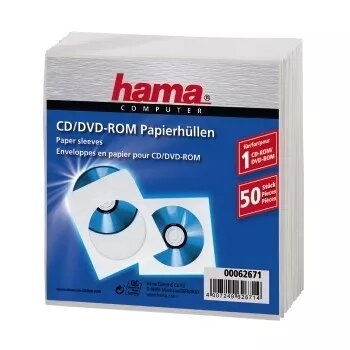 Χάρτινες θήκες CD-ROM Hama 50, λευκό 50 δίσκοι