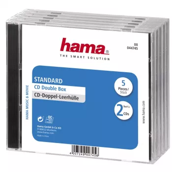Διπλή θήκη CD Hama Standard, συσκευασία 5 τεμ. 2 δίσκοι διαφανές