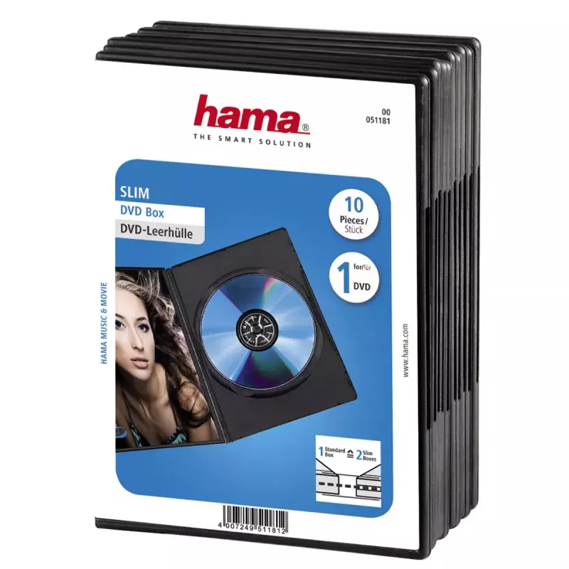 Λεπτή θήκη DVD Hama 51181 μαύρη 1 δίσκος