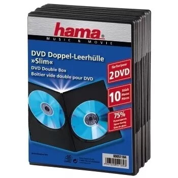 Λεπτή διπλή θήκη DVD Hama 51184 μαύρη 2 δίσκοι