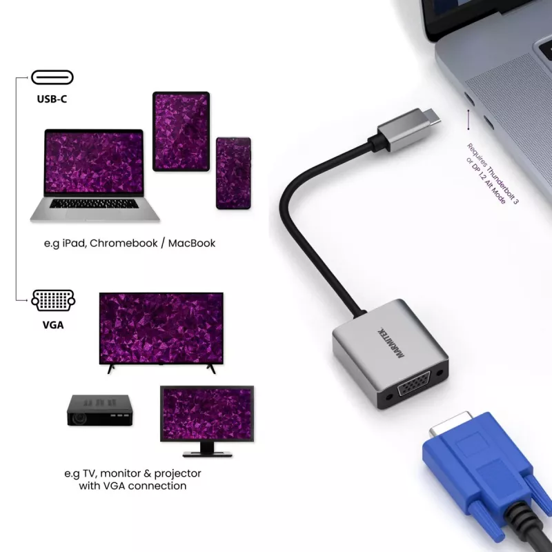 Marmitek Connect USB C to VGA - Αντάπτορας USB-C σε VGA