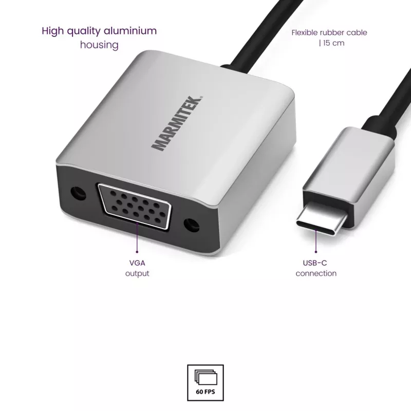 Marmitek Connect USB C to VGA - Αντάπτορας USB-C σε VGA
