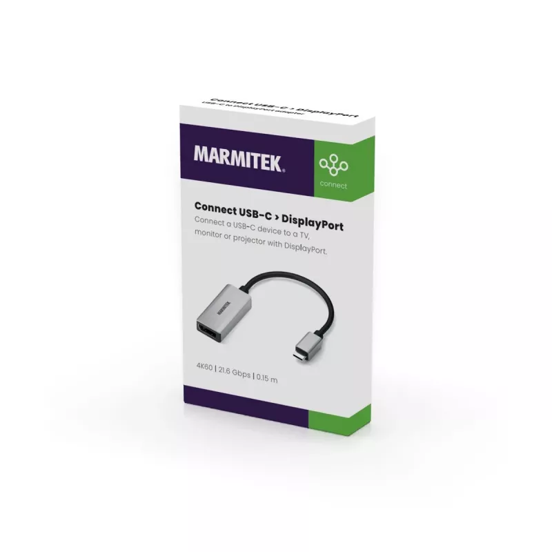 Marmitek 8371 προσαρμογέας βίντεο USB-C σε DisplayPort, 0,15 m, μαύρος/ασημί
