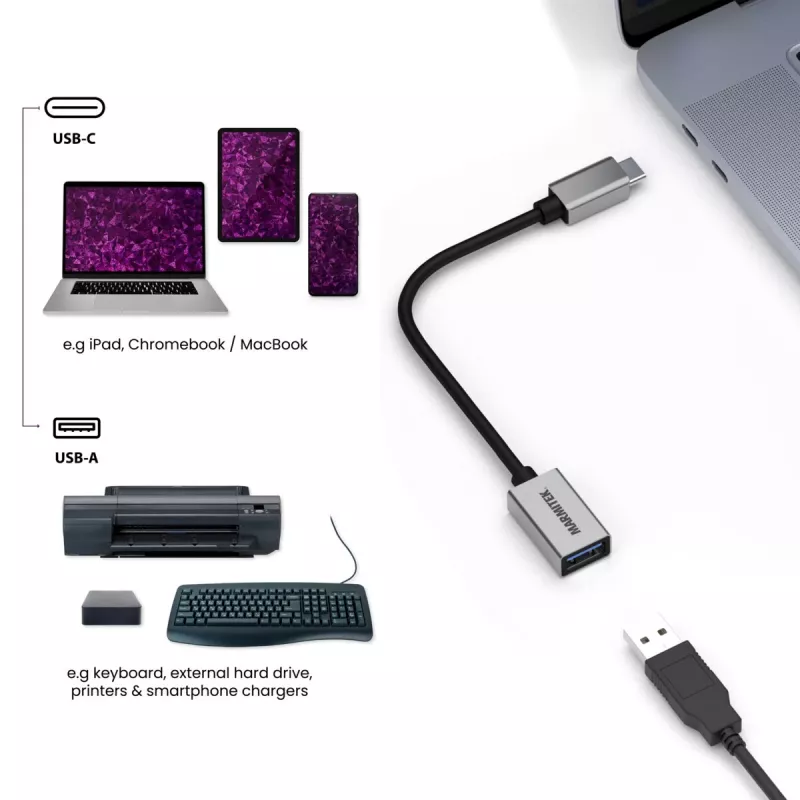 Καλώδιο USB Marmitek 08375 0,15 m USB 3.2 Gen 1 USB-C USB-A Μαύρο Ασημί