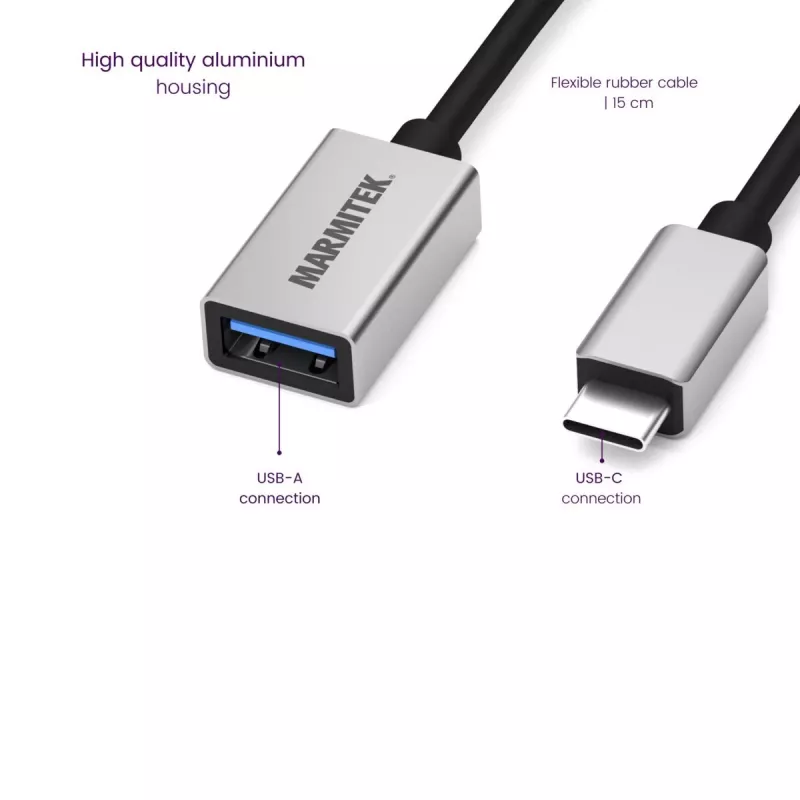 Καλώδιο USB Marmitek 08375 0,15 m USB 3.2 Gen 1 USB-C USB-A Μαύρο Ασημί