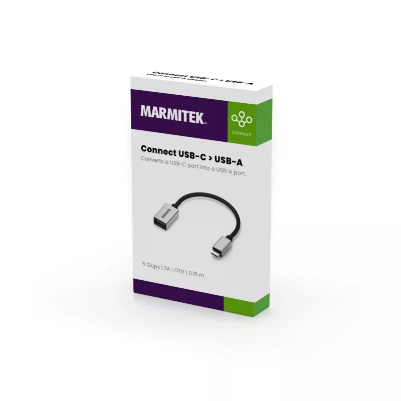 Καλώδιο USB Marmitek 08375 0,15 m USB 3.2 Gen 1 USB-C USB-A Μαύρο Ασημί